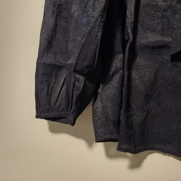 Torrid Chiffon Embroidered Tie Front Peasant Top Blouse - Picture 5 of 11